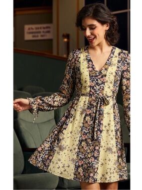 New ModCloth Unique Persona Midi Dress Size 6 Retro Inspired Mixed Patchwork